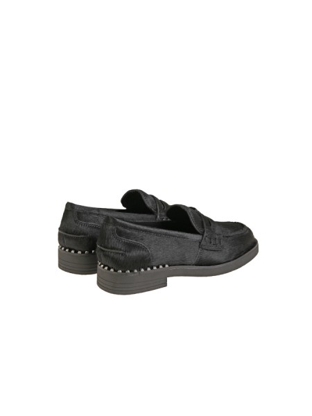 Ash Winona loafer in black pony skin