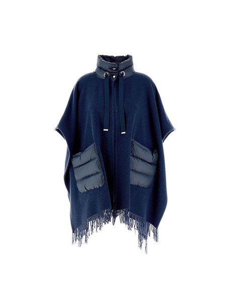 Herno Resort Poncho In Warmy and Ultralight Nylon Blue