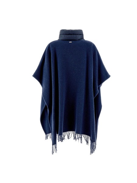 Herno Resort Poncho In Warmy and Ultralight Nylon Blue