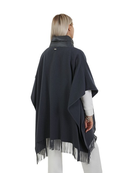 Herno Resort Poncho In Warmy and Ultralight Nylon Blue