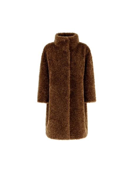 Herno Coat In Curly Faux Fur Caramel