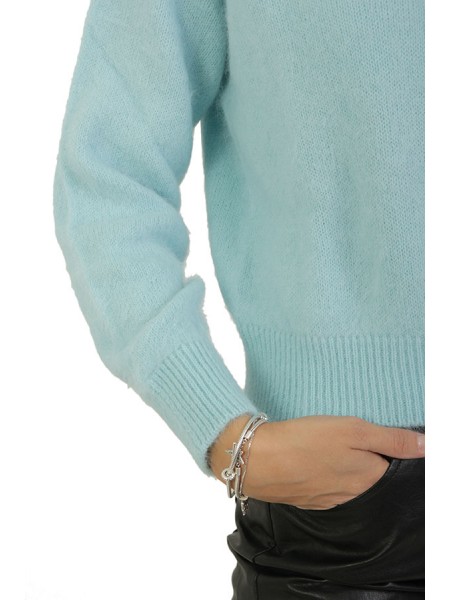 Roberto Collina Comfy Sweater in Aqua Angora