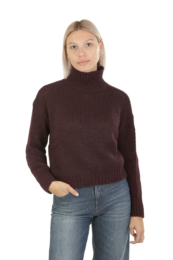 Maglia Roberto Collina Dolcevita in Alpaca Bordeaux