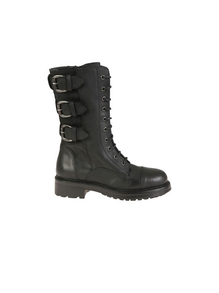 Black leather STRATEGIA combat boot