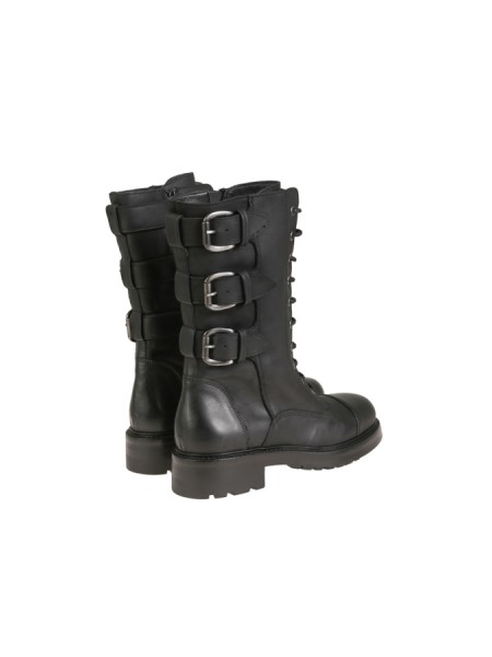 Black leather STRATEGIA combat boot