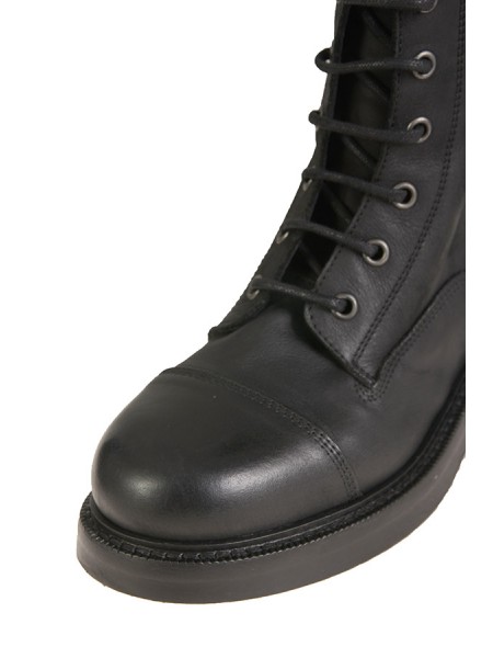 Black leather STRATEGIA combat boot