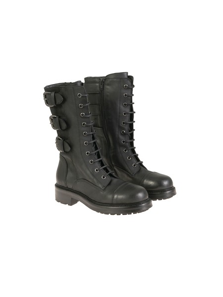 Black leather STRATEGIA combat boot