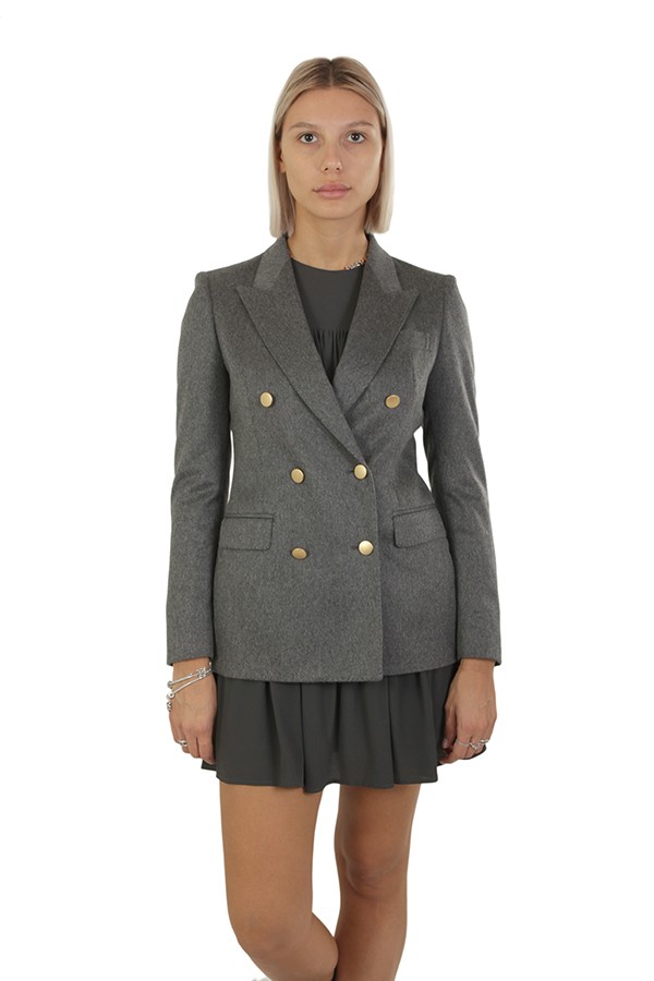 Double-breasted TAGLIATORE jacket in grey cashmere