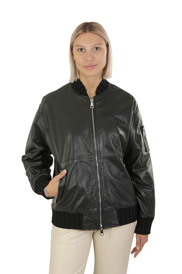 Bomber The Jackie Over in Pelle Nero