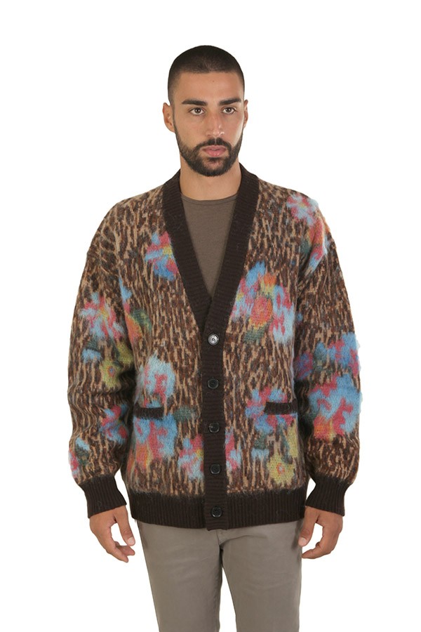 Cardigan Roberto Collina Jacquard Animalier Fiorato