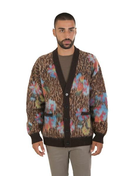 Cardigan Roberto Collina Jacquard Animalier Fiorato