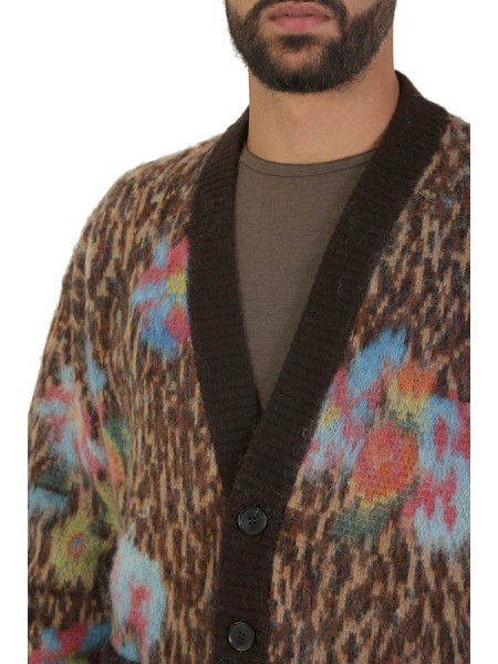 Cardigan Roberto Collina Jacquard Animalier Fiorato