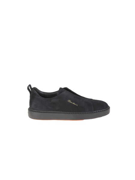 Sneaker Santoni slip-on in Suede Blu