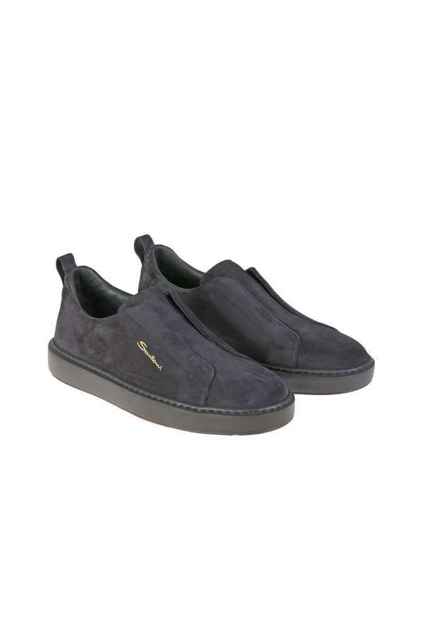 Sneaker Santoni slip-on in Suede Blu