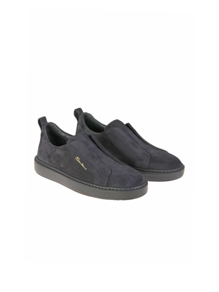 Sneaker Santoni slip-on in Suede Blu