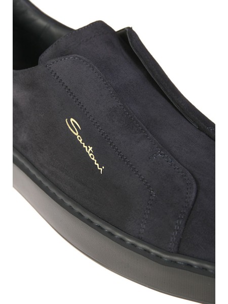 Sneaker Santoni slip-on in Suede Blu