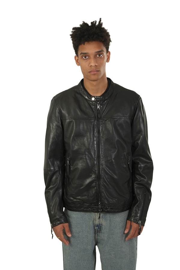 Giubbino Bully Biker in Pelle Nero