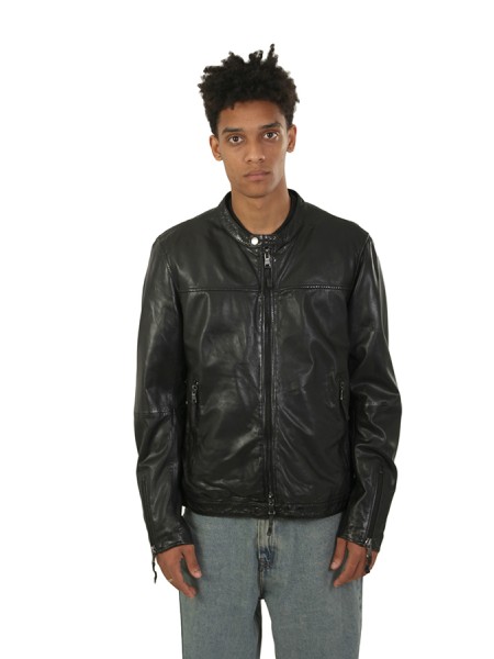 Giubbino Bully Biker in Pelle Nero