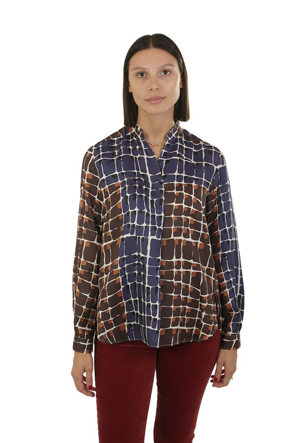 Camicia Le Sarte Pettegole in Seta Blu/Moro