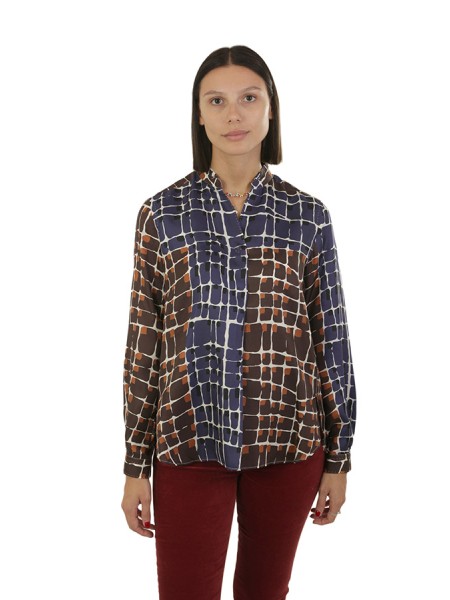 Camicia Le Sarte Pettegole in Seta Blu/Moro