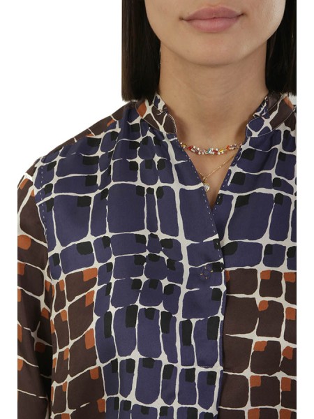 Camicia Le Sarte Pettegole in Seta Blu/Moro