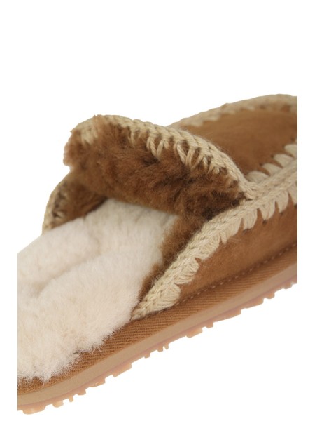 Pantofola Mou Slipper Full Eskimo Stitch Cognac