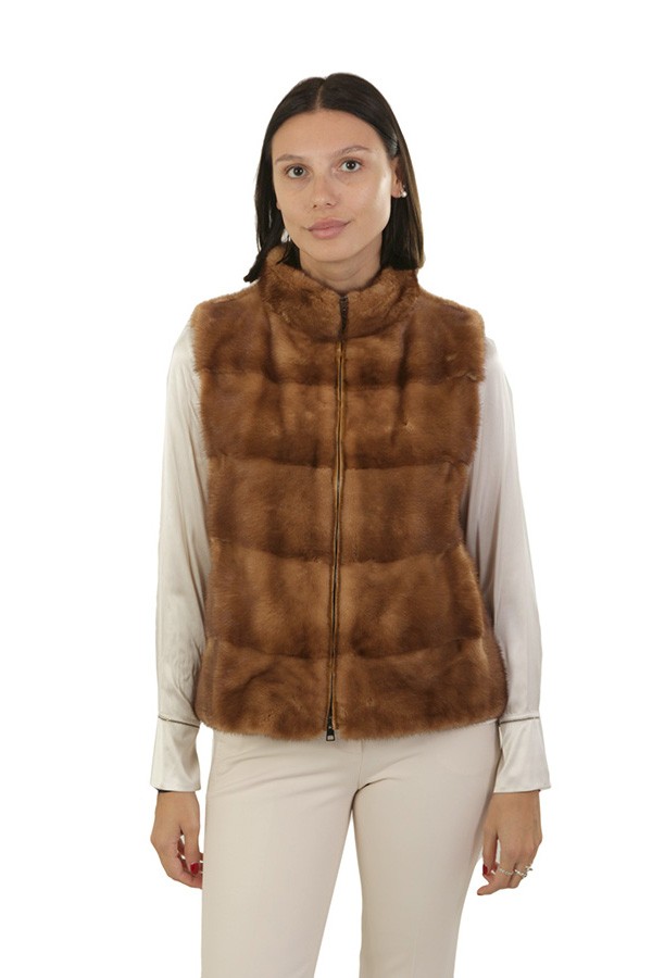 Gilet Olivia V in Visone Gold