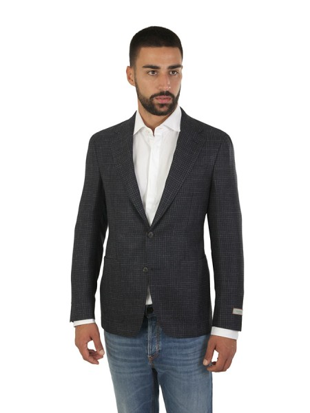 Giacca Canali Kei Micro Quadretto Blu