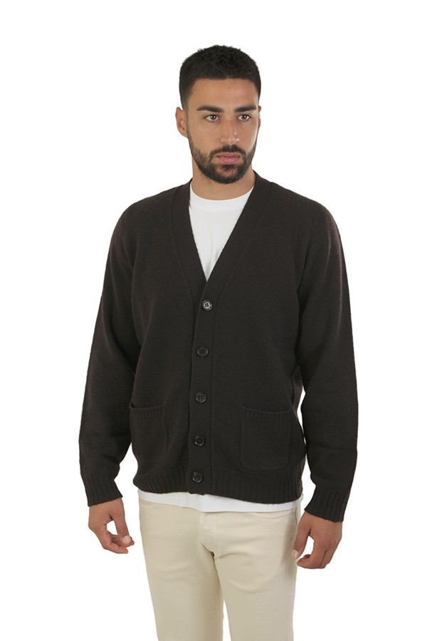 Maglia Drumohr cardigan tasca a toppa rasato 100%lambs wool