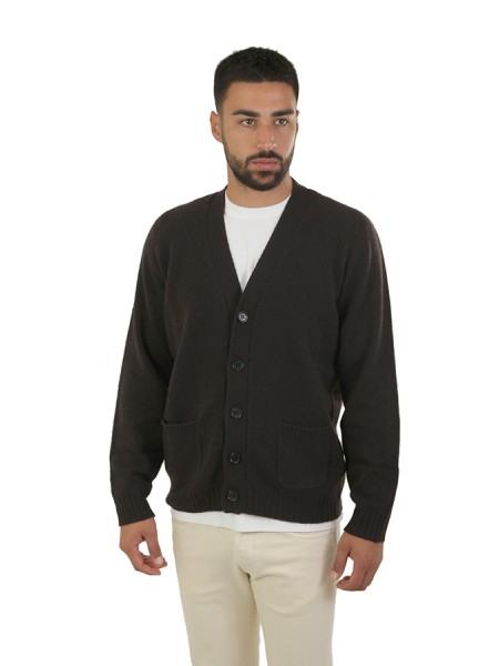 Maglia Drumohr cardigan tasca a toppa rasato 100%lambs wool