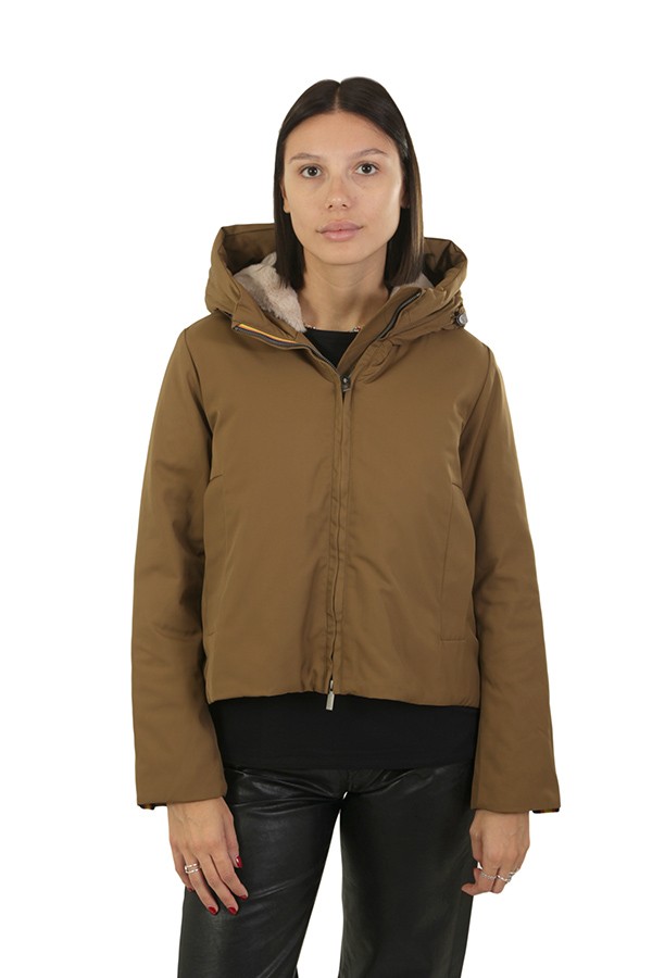 Giubbino K-Way Olga Twill Fur Brown/Corda